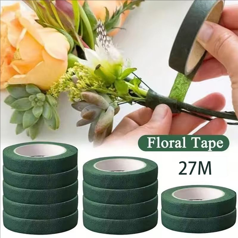 Florist Flower Supply - 30 ヤード 12 ミリメートル花茎テープコサージュボタンホール造花雄蕊ラップ花屋グリーンテープナイロン花用品